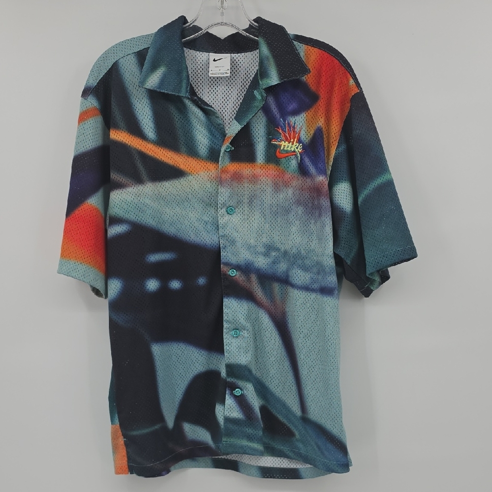 Resort Button Down Short Sleeve Top Washed Teal DQ3476-392 Size M